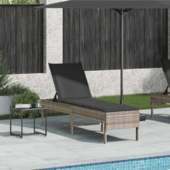 Ξαπλώστρα με Μαξιλάρι Ανοιχτό Γκρι 55x200x44 εκ. από Συνθετικό Ρατάν 4104105