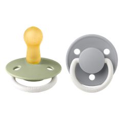 BIBS Πιπίλες Colour Round Καουτσούκ 2τμχ Sage/Cloud Glow No2