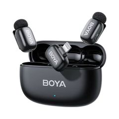 BOYA Microphone Wireless Mini 2-03 2,4GHz, AI Powered Noise Cancellation με 2 πομπούς και 1 δέκτη (Lightning) Black EU