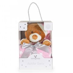 Cangaroo Βρεφική Κουβέρτα 90/75 εκ. Με Παιχνίδι Addie Bear Ροζ
