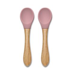 Σετ Κουτάλια Σιλικόνης Και Μπαμπού Natural Deep Pink Lorelli