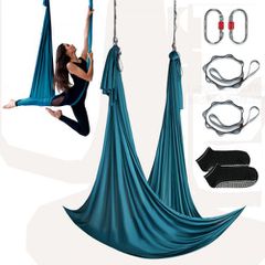 VEVOR Aerial Yoga Hammock & Swing, 5,5 Yards, Aerial Yoga Starter Kit με 100gsm Nylon Fabric, Full Rigging Hardware & Easy Set-up Guide, Antigravity Flying for All Levels Fitness Bodybuilding, Green