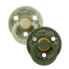 BIBS Colour Σετ Πιπίλες 2τμχ – Leaf Sage/Hunter Green Στρόγγυλη No1