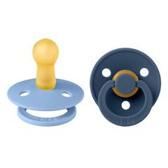 BIBS Colour Σετ Πιπίλες 2τμχ – Sky Blu/Steel Blue Στρόγγυλη No2