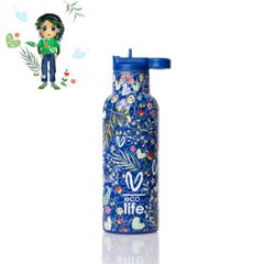 Eco Life Παγούρι Θερμός Ανοξείδωτο Με Καλαμάκι Blue 500ml