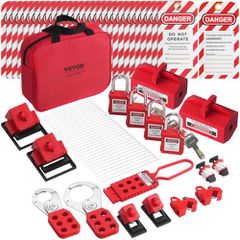 VEVOR Electrical Lockout Tagout Kit, 47 PCS Safety Loto Kit Περιλαμβάνει λουκέτα, λαβές, ετικέτες, νάιλον δεσίματα, κλείδωμα βυσμάτων, κλείδωμα διακόπτη κυκλώματος και τσάντα μεταφοράς, για βιομηχανικ