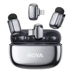 BOYA Microphone Wireless Mini 2-01 2,4GHz, AI Powered Noise Cancellation με 2 πομπούς και 2 δέκτες (Type-C και Lightning) Space Grey EU