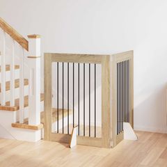 vidaXL Στερεωμένη γυαλιστερή πύλη για σκύλους 2 pcs Sonoma Δρυς