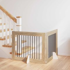 vidaXL Στερεωμένη γυαλιστερή πύλη για σκύλους 2 pcs Sonoma Δρυς