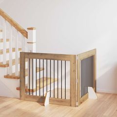 vidaXL Στερεωμένη γυαλιστερή πύλη για σκύλους 2 pcs Artisan Δρυς