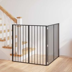 vidaXL Πόρτα Σκύλου 2 Panels Μαύρο 100 x 100 cm Επικαλυμμένος Χάλυβας