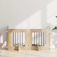 vidaXL Στερεωμένη γυαλιστερή πύλη για σκύλους 4 pcs Sonoma Δρυς 241 εκ