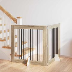 vidaXL Στερεωμένη γυαλιστερή πύλη για σκύλους 2 pcs Sonoma Δρυς