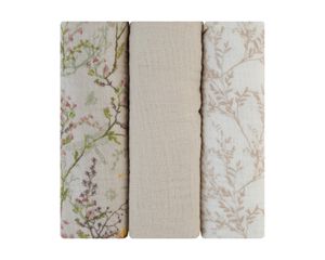 Σετ πάνα αγκαλιάς μουσελίνας 3 τεμ. 75x75 εκ. Secret Garden Μπεζ - Kikka Boo
