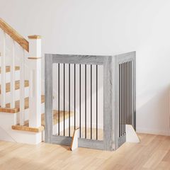 vidaXL Στερεωμένη γυαλιστερή πύλη για σκύλους 2 pcs Γκρι Sonoma