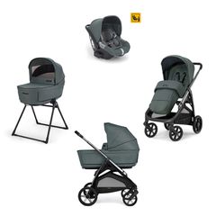 Inglesina Σύστημα Μεταφοράς Aptica Quattro Emerald Green Με Σκελετό Litio Black & Παιδικό Κάθισμα Αυτοκινήτου Darwin Infant