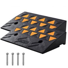 VEVOR Rubber Curb Ramp 2 Pack, 4,3" Rise Height Heavy-Duty 33069 lbs/15 T ράμπες κατωφλίου χωρητικότητας, ράμπες οδήγησης με σταθερή δομή πλέγματος για αυτοκίνητα, αναπηρικά αμαξίδια, ποδήλατα, μοτοσι