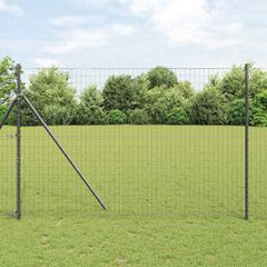 vidaXL Φράχτης Εuro Γκρι 1,5 x 10 m Σίδηρος με επικάλυψη PVC