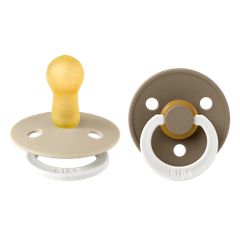 BIBS Πιπίλες Colour Round Καουτσούκ 2τμχ Vanilla/Dark Oak Glow No2