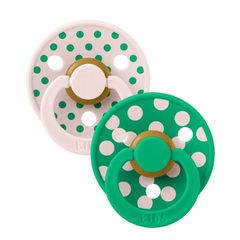 BIBS Studio Collection Σετ Πιπίλες 2τμχ Polka Dot Cactus/Baby Pink Στρόγγυλη No1