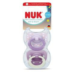 Nuk Πιπίλα Σιλικόνης First Choice Day & Night 0-6m Μωβ