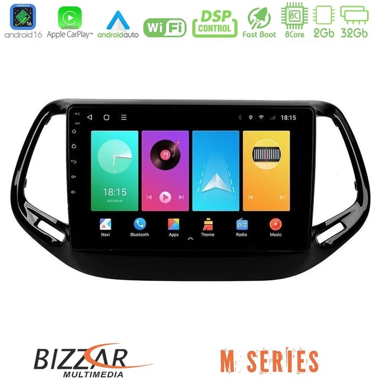 Bizzar M Series 8Core Android16 2+32GB Jeep Compass 2017 Navigation Multimedia Tablet 10"