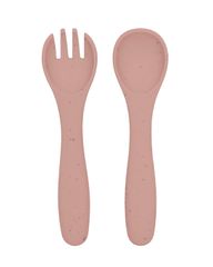 Fork and spoon set Platinum Silicone Blush - Kikka Boo