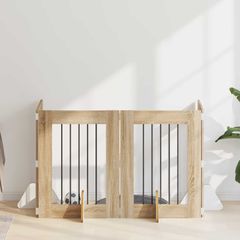 vidaXL Στερεωμένη γυαλιστερή πύλη για σκύλους 4 pcs Sonoma Δρυς 241 εκ