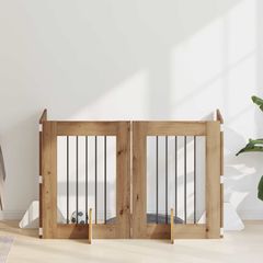 vidaXL Στερεωμένη γυαλιστερή πύλη για σκύλους 4 pcs Artisan Δρυς