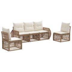Σετ Καναπέ Κήπου 5 τμχ. Μπεζ και Κρέμ συνθετικό ρατάν 3435375
