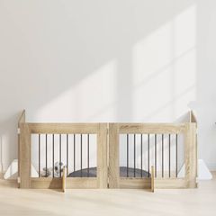 vidaXL Στερεωμένη γυαλιστερή πύλη για σκύλους 4 pcs Sonoma Δρυς 321 εκ