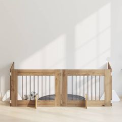 vidaXL Στερεωμένη γυαλιστερή πύλη για σκύλους 4 pcs Artisan Δρυς