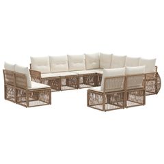 Σετ Καναπέ Κήπου 11 τμχ. Μπεζ και Κρέμ συνθετικό ρατάν 3435453