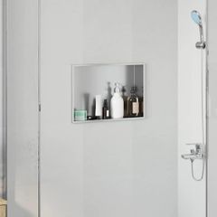vidaXL Νίτσα Μπάνιου Ασημί 45 x 30 x 9,5 εκ. Ανοξείδωτο Ατσάλι