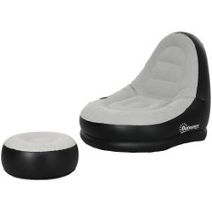 Φουσκωτή καρέκλα air chair καρέκλα εξωτερικού χώρου, 125 x 100 x 87cm, γκρι + μαύρο