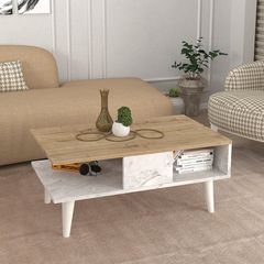 Τραπεζάκι σαλονιού Andros Megapap χρώμα sapphire oak - λευκό εφέ μαρμάρου 90x54x39,6εκ.