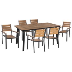 ΣΕΤ ΤΡΑΠΕΖΑΡΙΑΣ TABER HM21198 ΤΡΑΠΕΖΙ & 6 ΠΟΛΥΘΡΟΝΕΣ-ΑΛΟΥΜΙΝΙΟ & POLYWOOD-ΑΝΘΡΑΚΙ