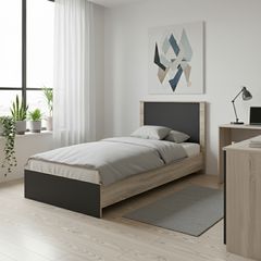 Κρεβάτι Athos pakoworld σε sonoma-ανθρακί απόχρωση 90x190εκ