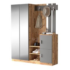 Έπιπλο εισόδου Doorse μελαμίνης ανθρακί-oak 147.5x35x180εκ