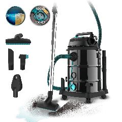 CECOTEC Σκούπα Conga Rockstar Wet & Dry Steel Pro για Στερεά και Υγρά, Μεταλλική, 30L, 1600W, με Πρίζα Εργαλείων και Αξεσουάρ Καθαρισμού CEC-08572