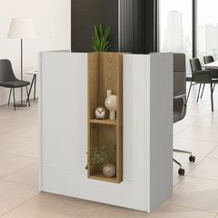 Γραφείο υποδοχής - reception Bonveno χρώμα λευκό - sepet oak 90x43,2x110εκ.