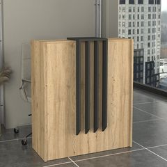 Γραφείο υποδοχής - reception Hola χρώμα sepet oak - ανθρακί 93,6x45,2x110,3εκ.