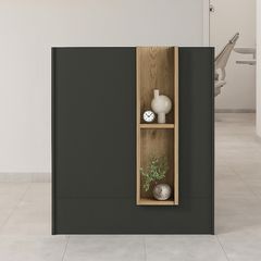 Γραφείο υποδοχής - reception Bonveno χρώμα ανθρακί - sepet oak 90x43,2x110εκ.