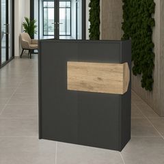Γραφείο υποδοχής - reception Aloha με LED χρώμα ανθρακί - sepet oak 95,5x40x110,3εκ.
