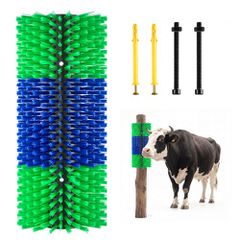 VEVOR Livestock Scratching Brush, 1PC Goat Scratcher Brush Post with 4 Screws, 430 x 190 mm Cow Scratcher for Back Itch Relief, Massage Grooming Scratch Tool for Horse Cattle Sheep Pig, Πράσινο & Μπλε