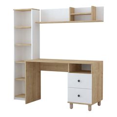 Σύνθεση γραφείου Kontor sonoma-λευκό 160x50x162εκ