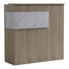 Γραφείο reception Optima με led sonoma-λευκή όψη μαρμάρου 110x40x110εκ