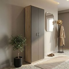 Παπουτσοθήκη-Ντουλάπα Racka sonoma-ανθρακί 58x34x186εκ