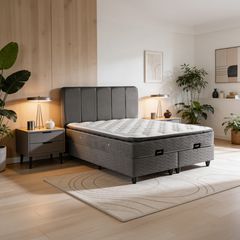Κρεβάτι διπλό Lunda με αποθηκευτικό χώρο ανθρακί βελούδο 160x200εκ