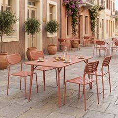 Τραπεζαρία Moraja Deraby Ι σετ 5τεμ terracotta μέταλλο 140x80x72εκ
